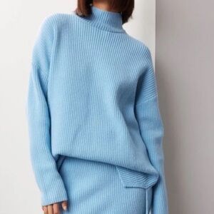 Suboo Oversized Isla Sweater Medium Ribbed Knit Light Blue